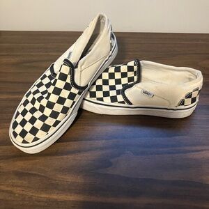 Vans Women's Checkered Slip-On Sneakers - Black and White